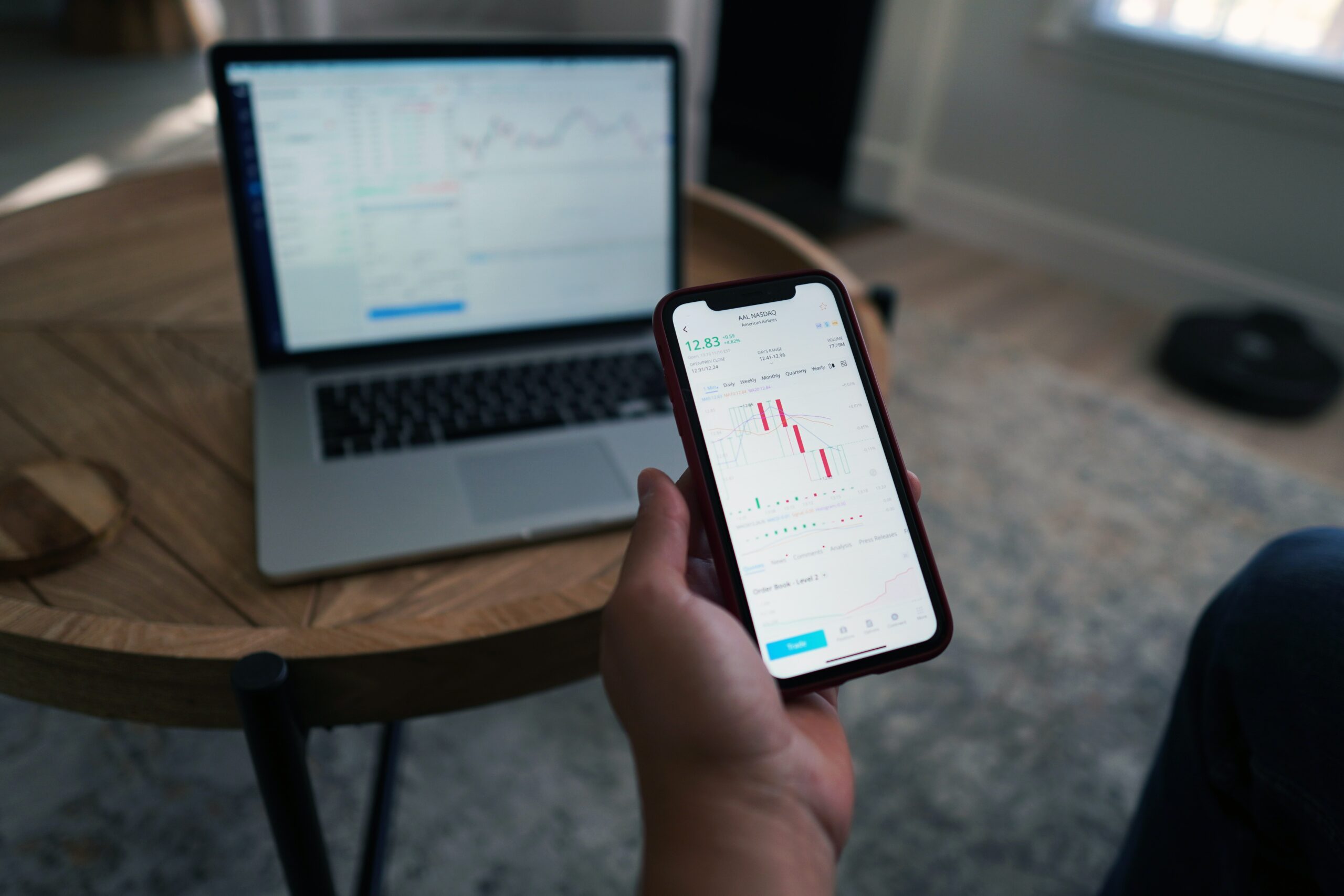 stocks and share on screen